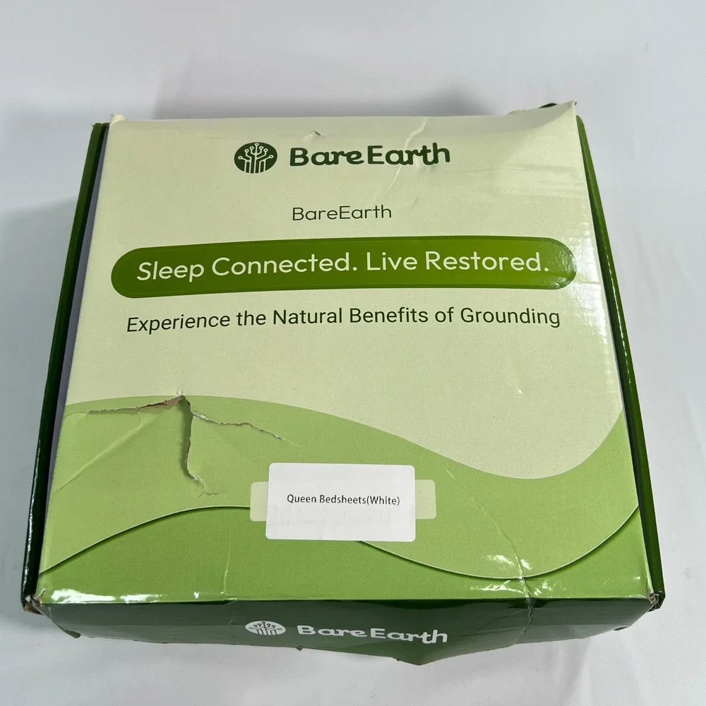 BareEarth Grounding Sheet Queen White Kit 10% Silver Cotton Earthing Bedding
